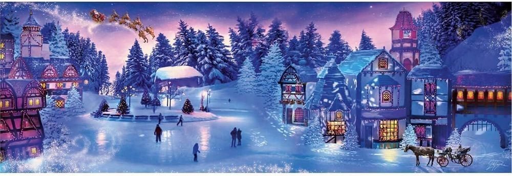 Clementoni Panoramatické puzzle Vánoční kolekce: Santův sen 1000 dílků - obrázek 1