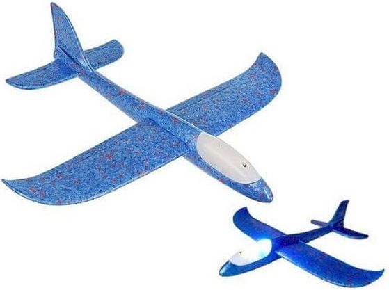 iMex Toys Pěnové Házecí Letadlo LED svítící 37 x 37 cm modré - obrázek 1