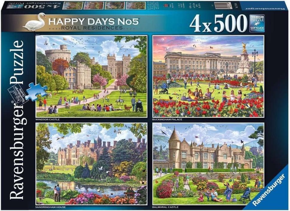 Ravensburger Puzzle Královské rezidence, Velká Británie 4x500 dílků - obrázek 1