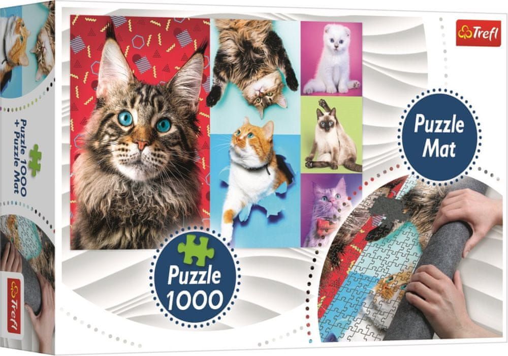 Trefl Puzzle Kočky 1000 dílků + Podložka pod puzzle - obrázek 1