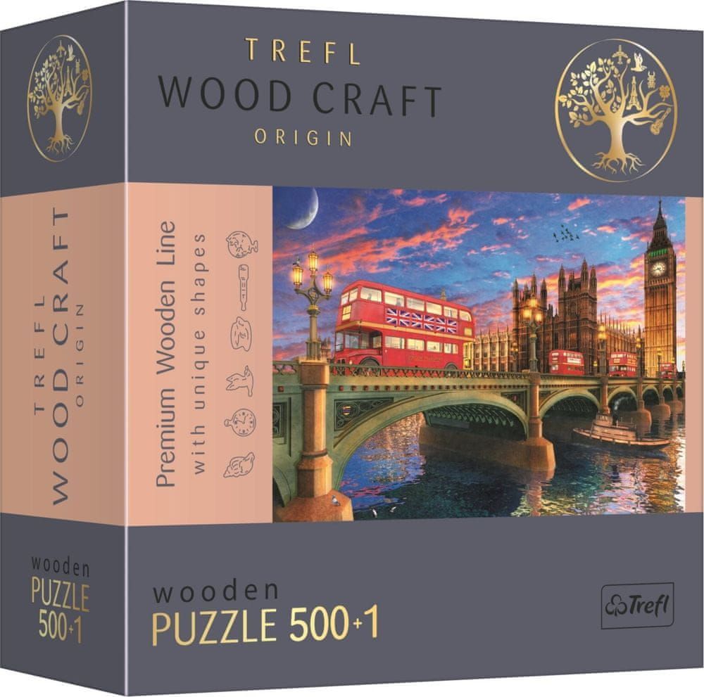 Trefl Wood Craft Origin puzzle Westminsterský palác, Big Ben, Londýn 501 dílků - obrázek 1