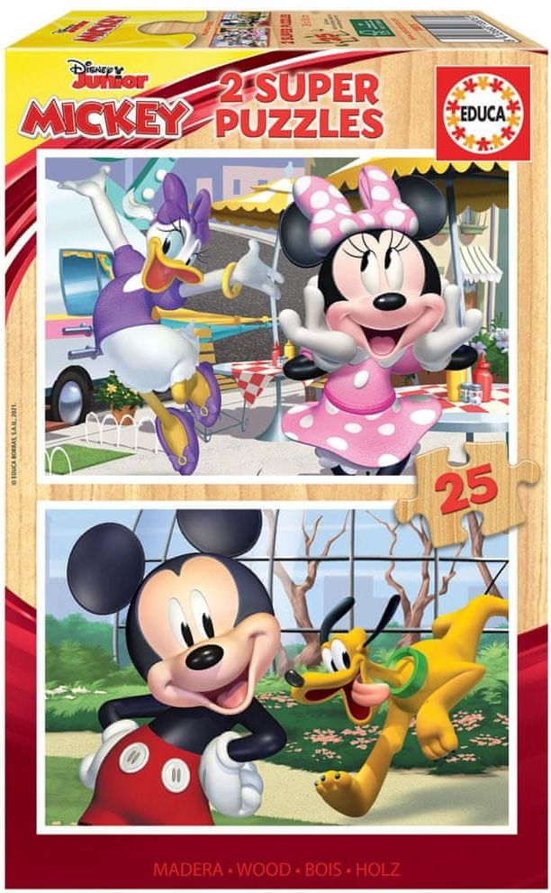 Educa Dřevěné puzzle Mickey a přátelé 2x25 dílků - obrázek 1