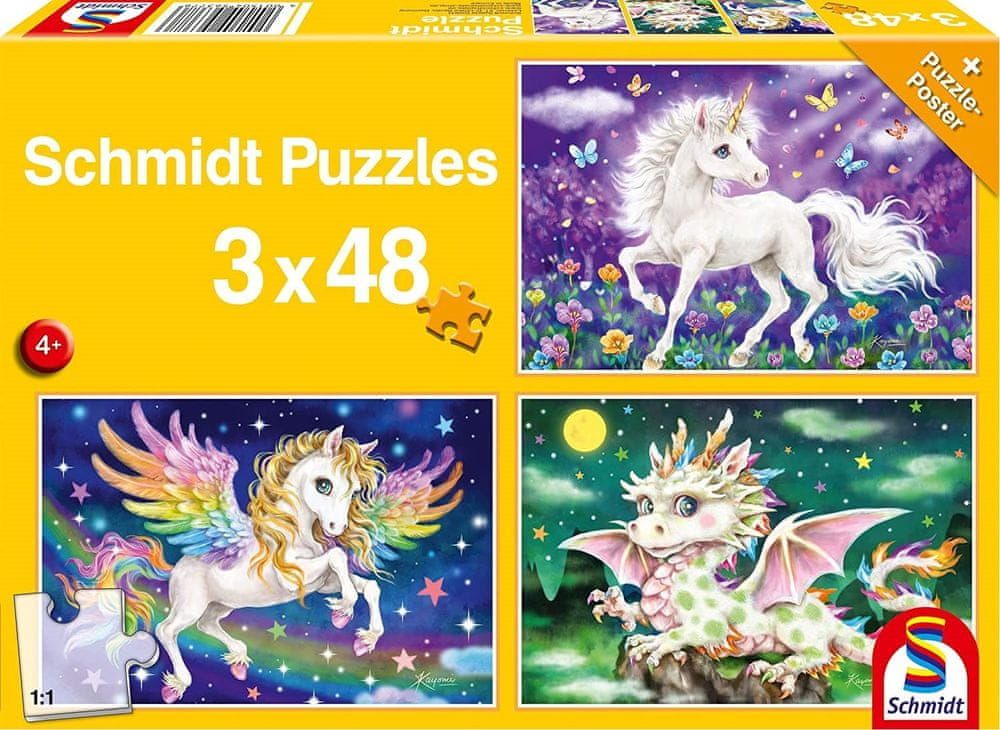 Schmidt Puzzle Pohádková zvířata 3x48 dílků - obrázek 1