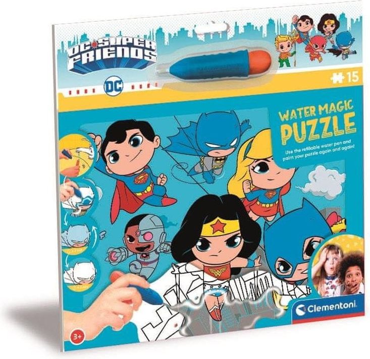 Clementoni Puzzle s malováním vodou Water Magic: DC Super Friends 15 dílků - obrázek 1