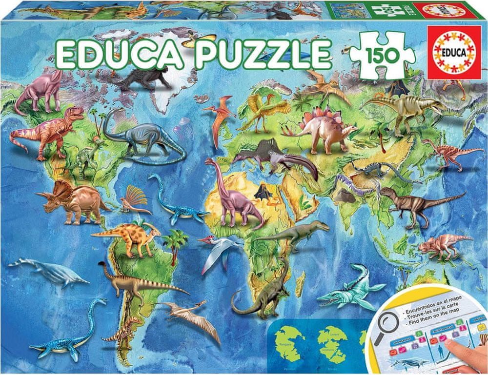 Educa Puzzle Mapa světa s dinosaury 150 dílků - obrázek 1