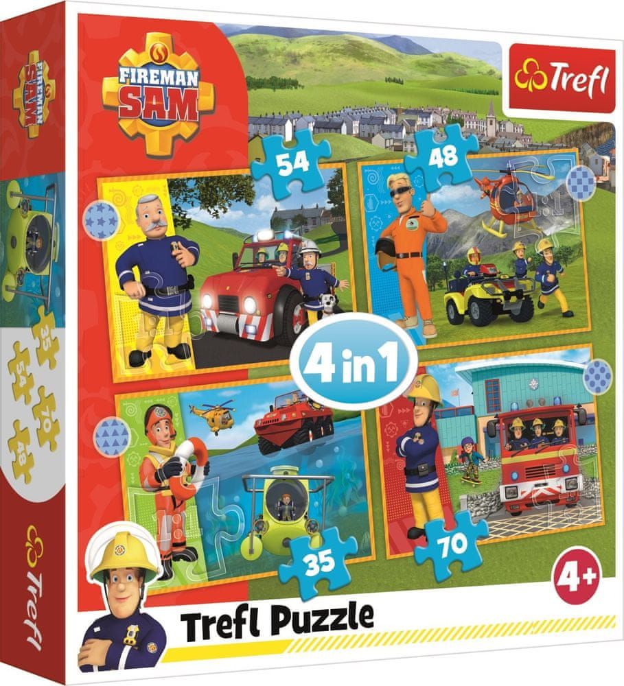 Trefl Puzzle Statečný požárník Sam 4v1 (35,48,54,70 dílků) - obrázek 1