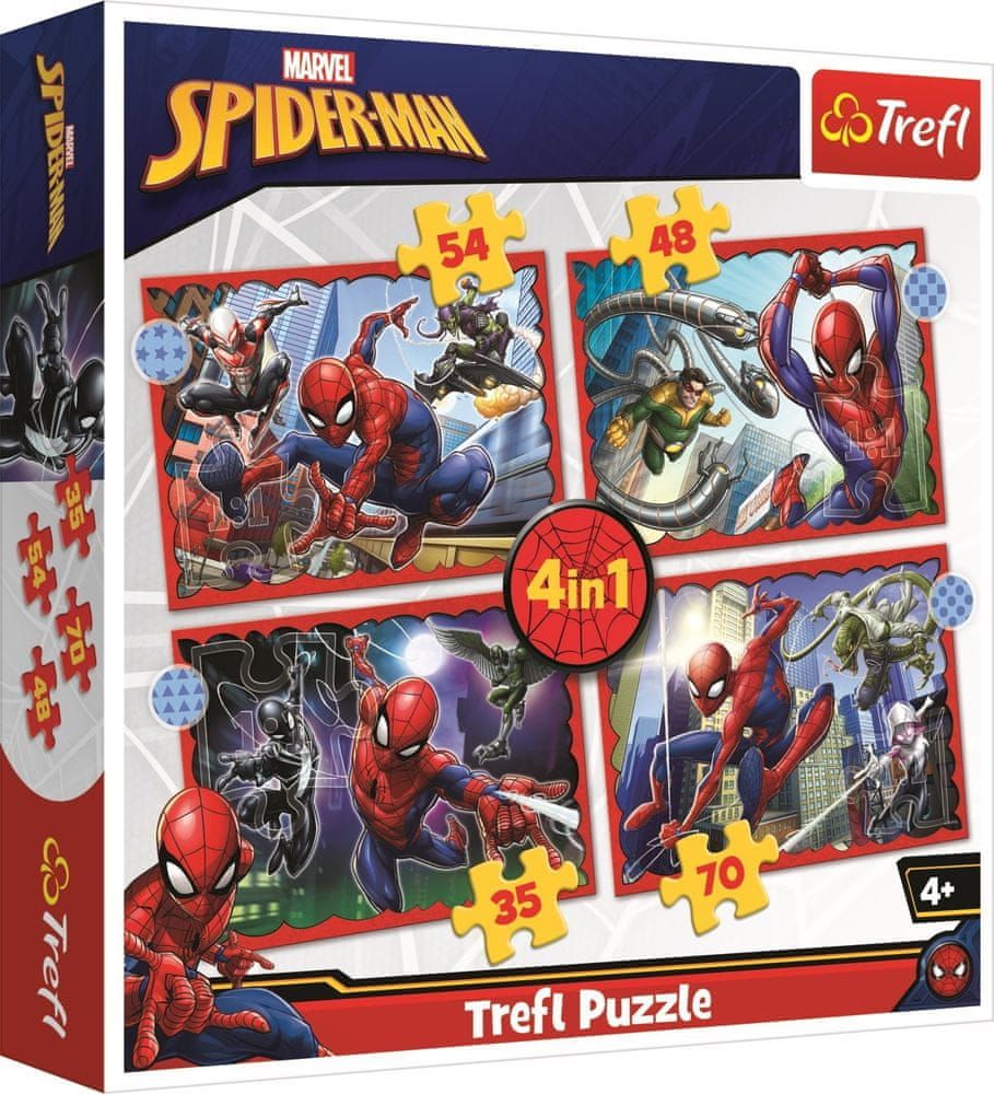 Trefl Puzzle Hrdinný Spiderman 4v1 (35,48,54,70 dílků) - obrázek 1