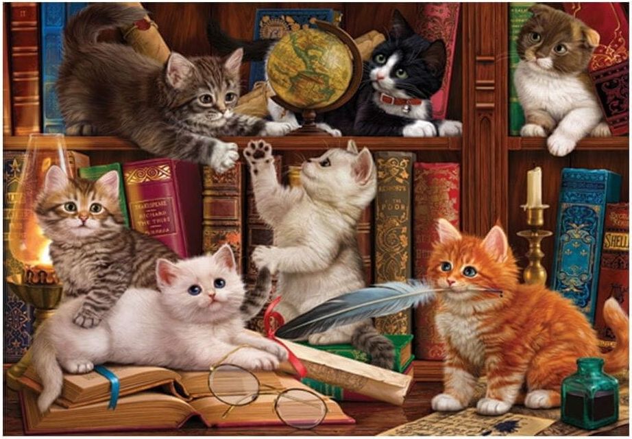 AnaTolian Puzzle Kočičky v knihovně 500 dílků - obrázek 1