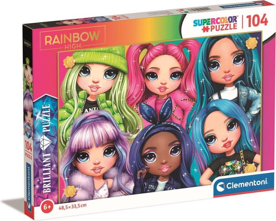 Clementoni Brilliant puzzle Rainbow High: Duhové kamarádky 104 dílků - obrázek 1