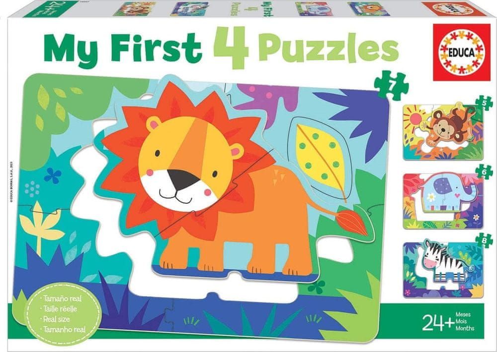Educa Moje první puzzle Zvířátka z divočiny 4v1 (5,6,7,8 dílků) - obrázek 1