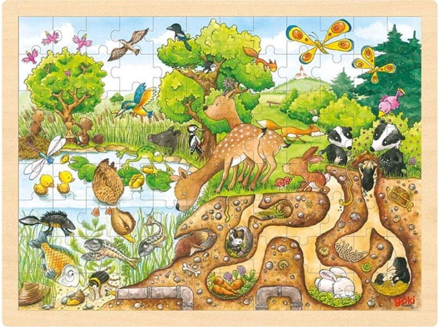 Goki Dřevěné puzzle Zkoumání přírody 96 dílků - obrázek 1