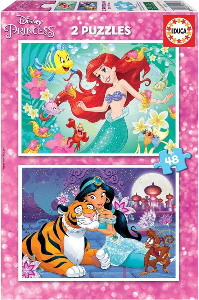 Educa Puzzle Disney princezny: Ariel a Jasmína 2x48 dílků - obrázek 1
