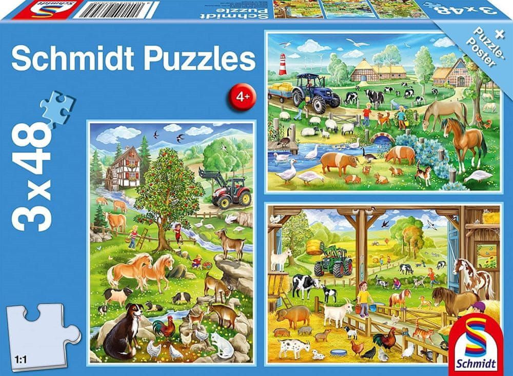 Schmidt Puzzle Život na farmě 3x48 dílků - obrázek 1
