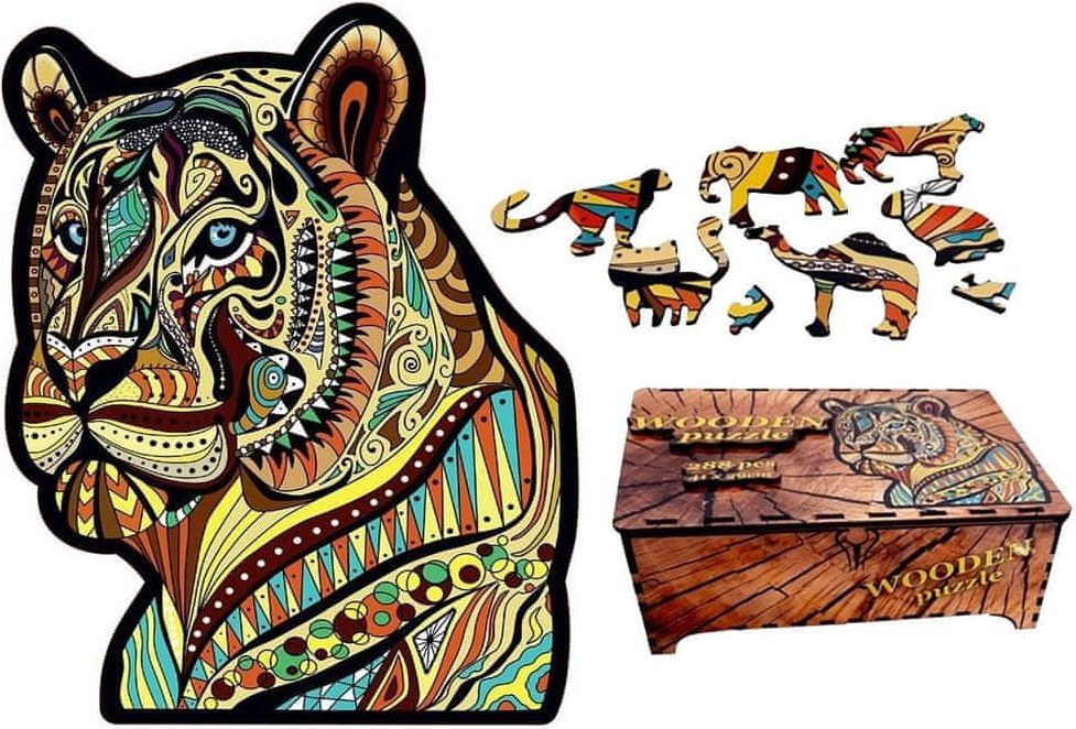 Falixen Dřevěné puzzle Tygr XL 288 dílků v dárkové krabičce - obrázek 1