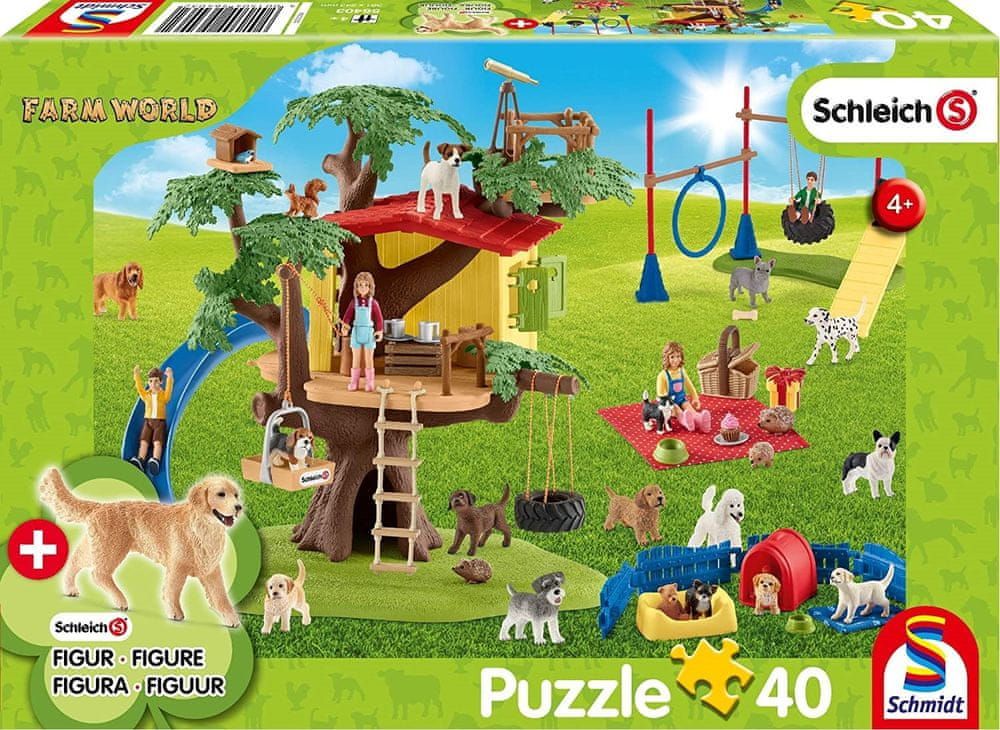 Schmidt Puzzle Schleich Šťastní pejsci 40 dílků + figurka Schleich - obrázek 1