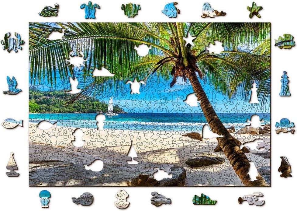 Wooden city Dřevěné puzzle Pláž na Paradise Island, Karibské moře 2v1, 505 dílků EKO - obrázek 1