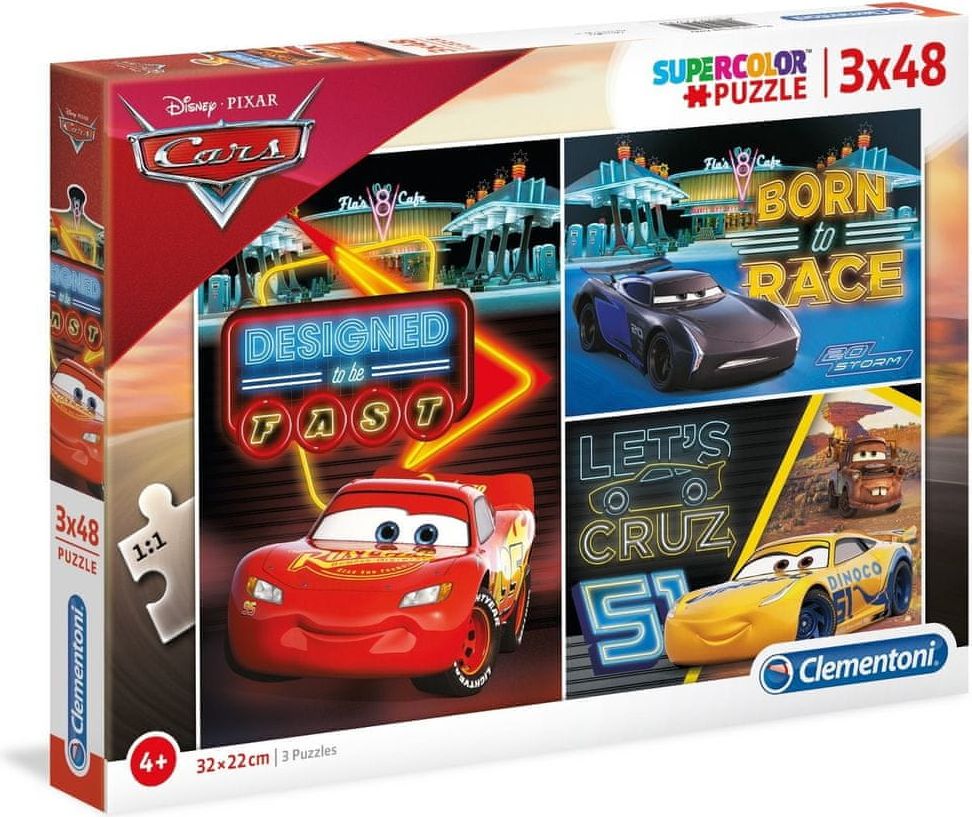 Clementoni Puzzle Cars 3, 3x48 dílků - obrázek 1