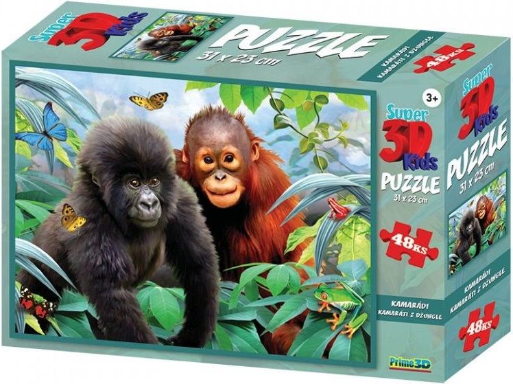 Prime 3D Puzzle Kamarádi z džungle 3D 48 dílků - obrázek 1