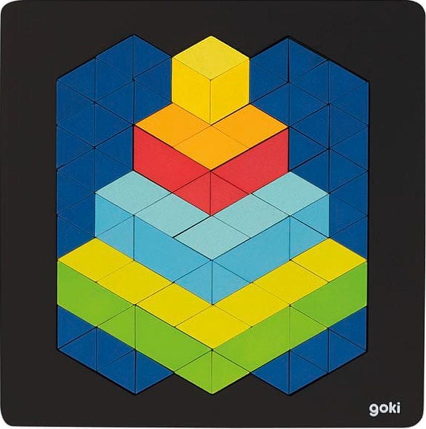 Goki Dřevěné puzzle Pyramida 3D efekt 82 dílků - obrázek 1