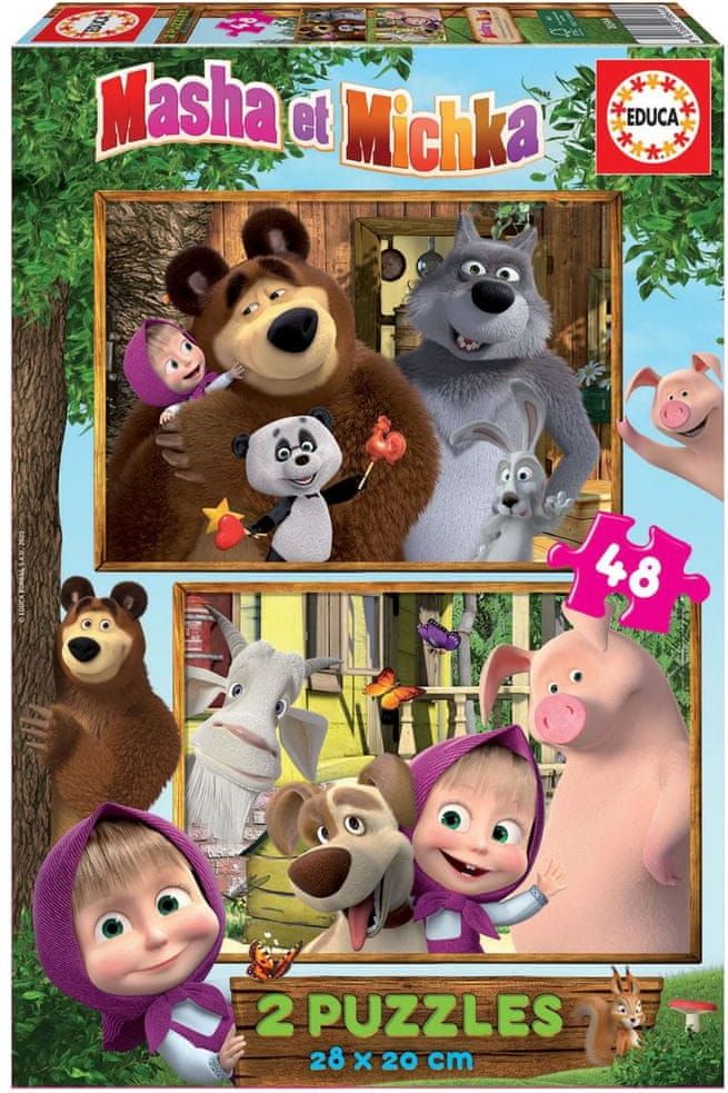 Educa Puzzle Máša a medvěd: S přáteli 2x48 dílků - obrázek 1