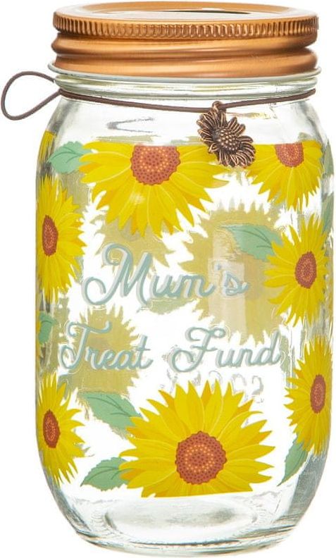 Sass & Belle Sass & Belle Skleněná pokladnička s květinami a nápisem Mums Treat Fund - obrázek 1