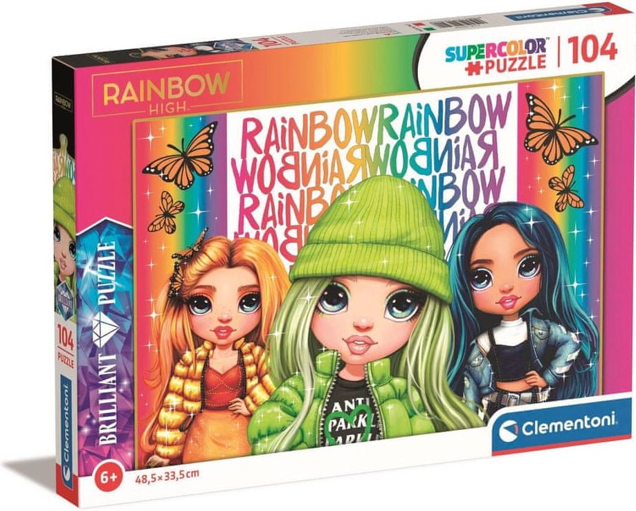 Clementoni Brilliant puzzle Rainbow High: Poppy, Jade a Skyler 104 dílků - obrázek 1