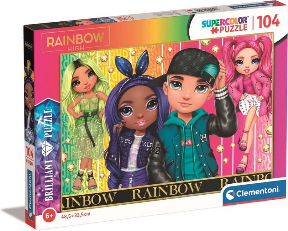 Clementoni Brilliant puzzle Rainbow High: Jade, Krystal, River a Stella 104 dílků - obrázek 1
