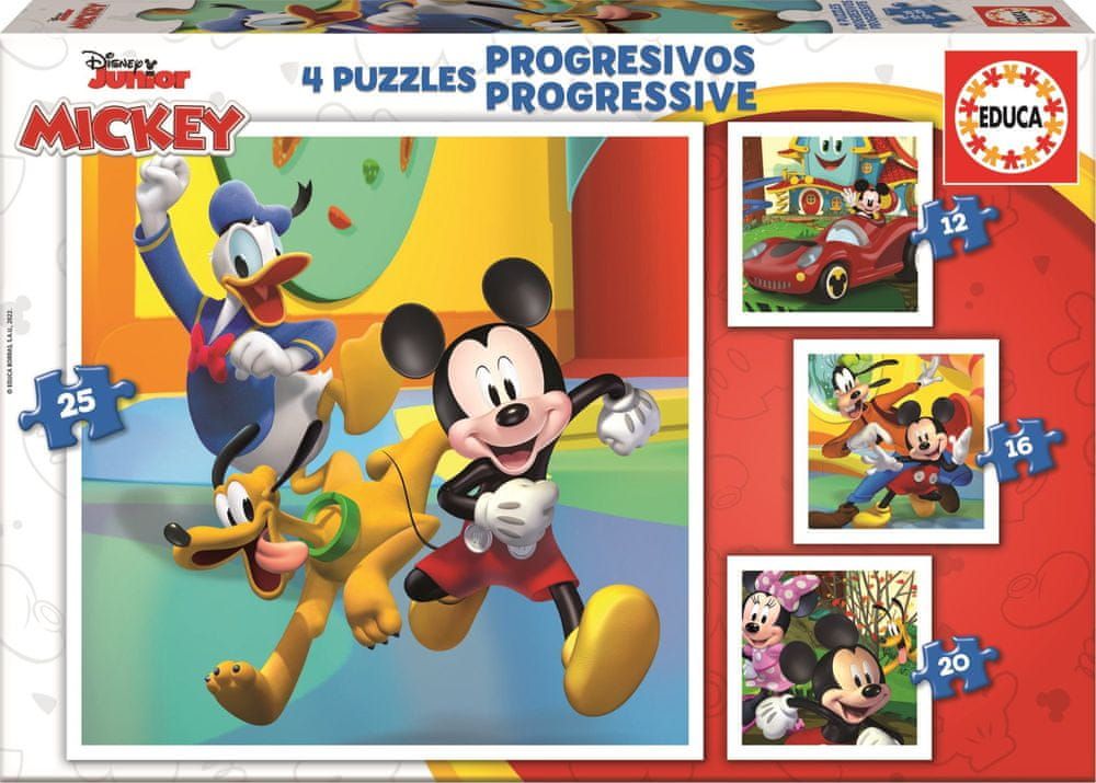 Educa Puzzle Mickey a přátelé 4v1 (12,16,20,25 dílků) - obrázek 1