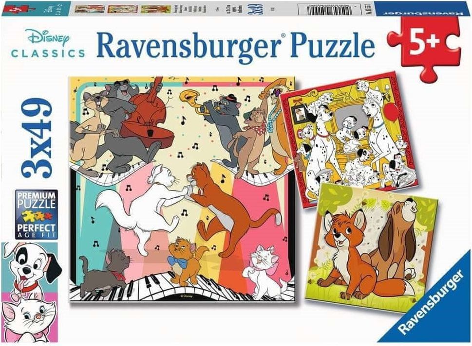 Ravensburger Puzzle Disney Classics: Zvířátka v dobré náladě 3x49 dílků - obrázek 1