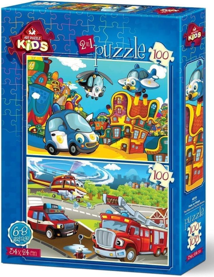 Art puzzle Puzzle Policie a hasiči 2x100 dílků - obrázek 1
