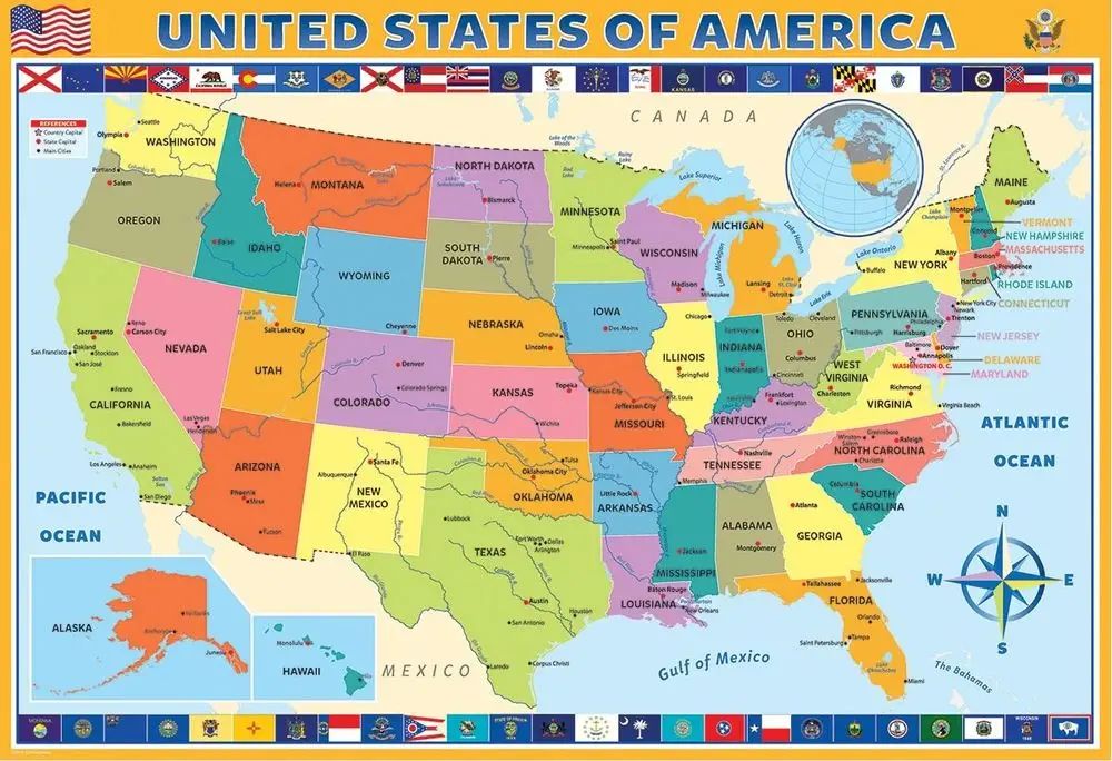 EuroGraphics Puzzle Mapa Spojených států Amerických 200 dílků - obrázek 1