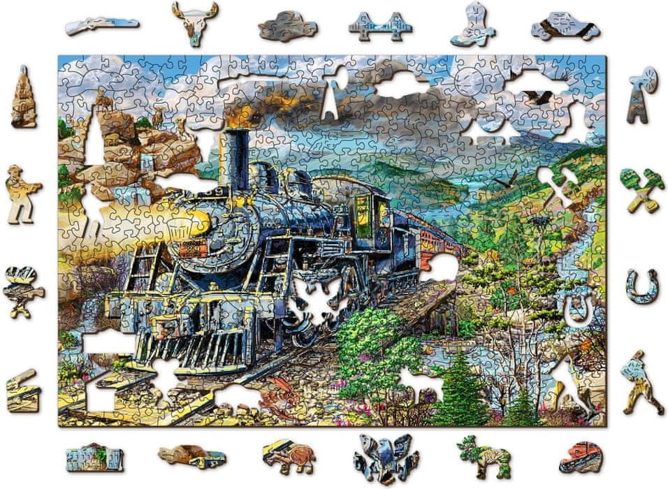 Wooden city Dřevěné puzzle Železnice 2v1, 505 dílků EKO - obrázek 1