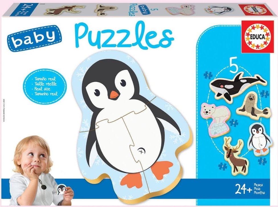 Educa Baby puzzle Polární zvířata 5v1 (3-5 dílků) - obrázek 1