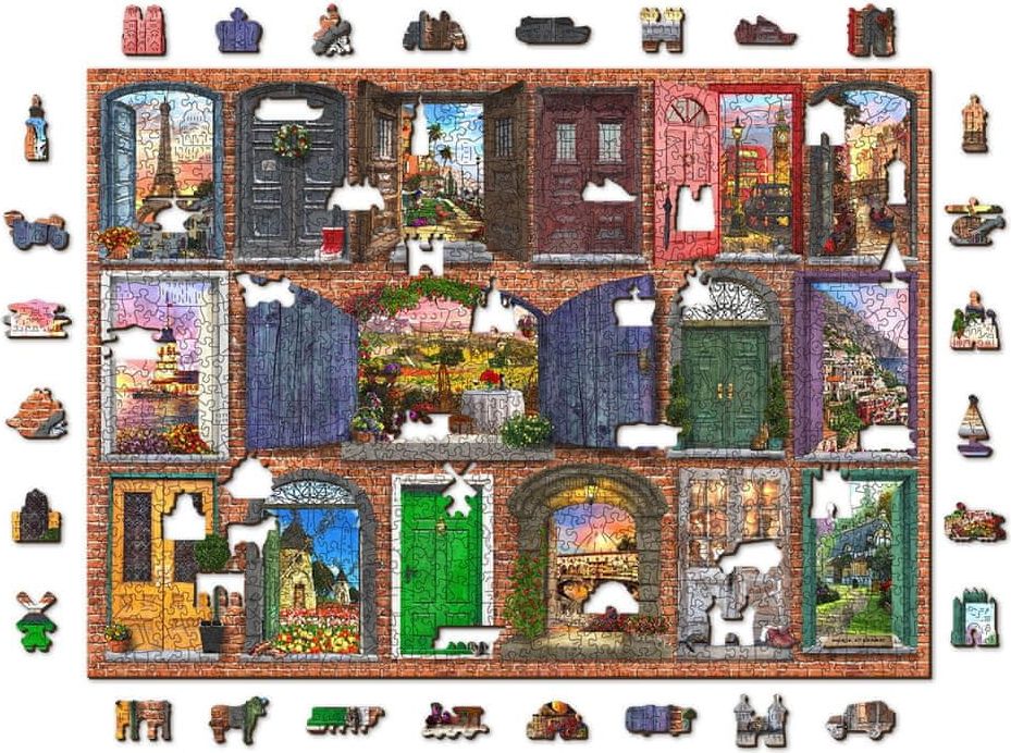 Wooden city Dřevěné puzzle Otevřené a zavřené dveře 2v1, 1010 dílků EKO - obrázek 1