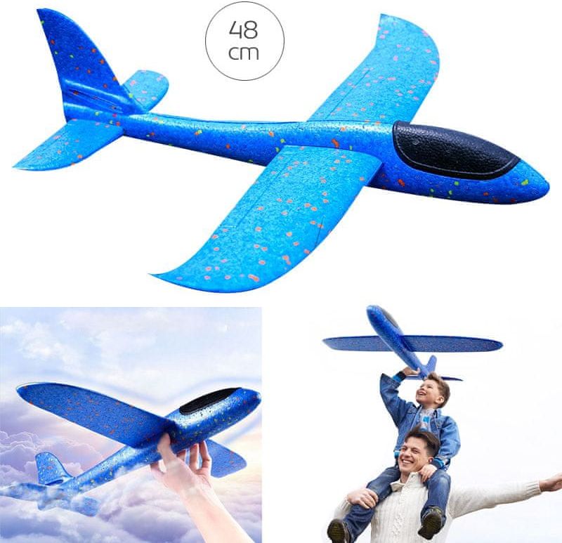 iMex Toys Pěnové Házecí Letadlo 48 cm modré 1:10 - obrázek 1
