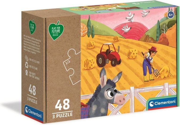 Clementoni Play For Future Puzzle Zvířata na farmě 3x48 dílků - obrázek 1