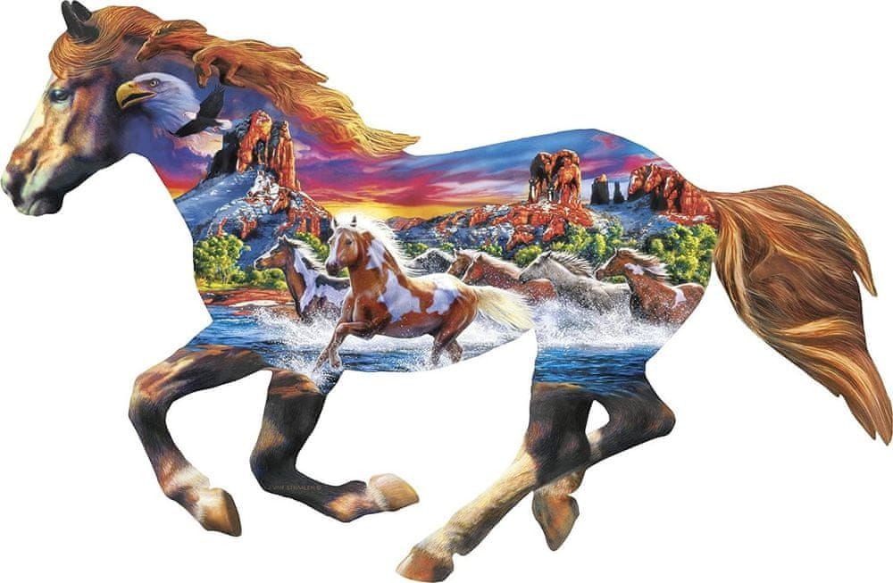 MasterPieces Obrysové puzzle Běžící koně 1000 dílků - obrázek 1