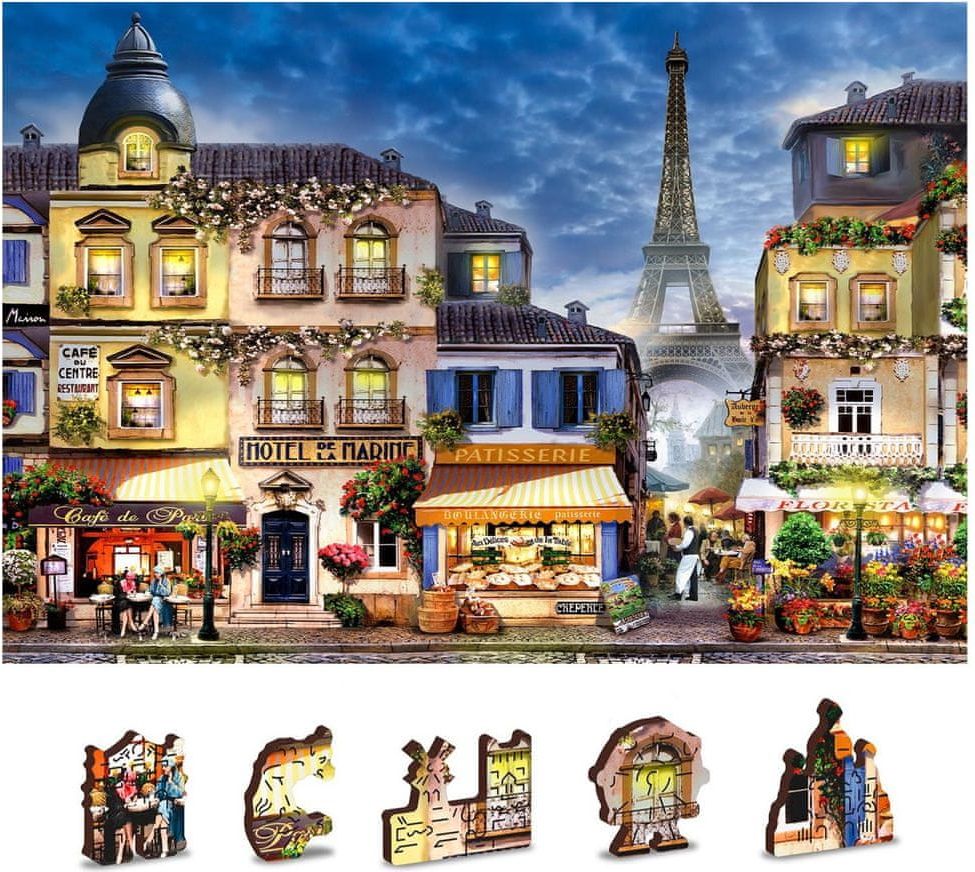 Wooden city Dřevěné puzzle Snídaně v Paříži 2v1, 75 dílků EKO - obrázek 1