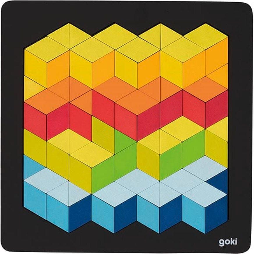 Goki Dřevěné puzzle Mozaika 3D efekt 87 dílků - obrázek 1
