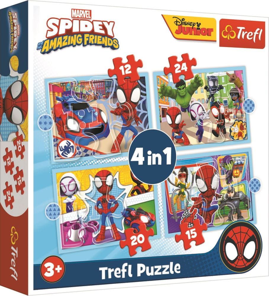 Trefl Puzzle Spidey a jeho úžasní přátelé 4v1 (12,15,20,24 dílků) - obrázek 1