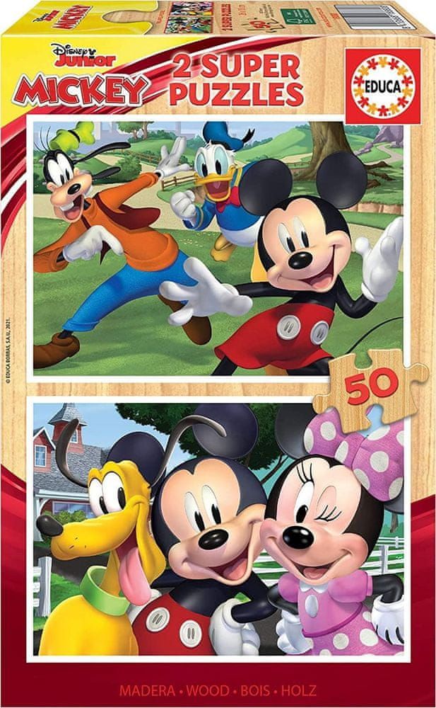 Educa Dřevěné puzzle Mickey a přátelé 2x50 dílků - obrázek 1
