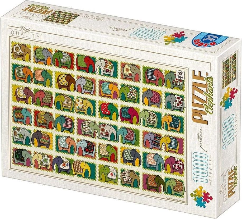 D-Toys Puzzle Vzorník: Sloni 1000 dílků - obrázek 1