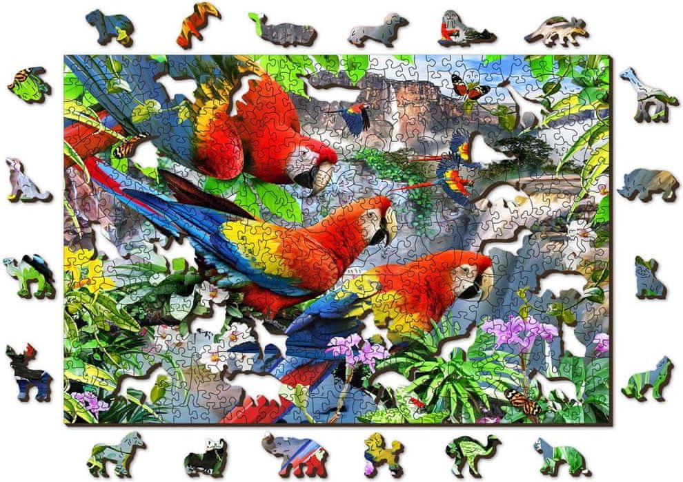 Wooden city Dřevěné puzzle Ostrov papoušků 2v1, 505 dílků EKO - obrázek 1
