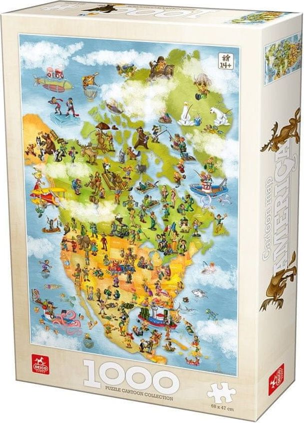 DEICO Puzzle Kreslená mapa Ameriky 1000 dílků - obrázek 1