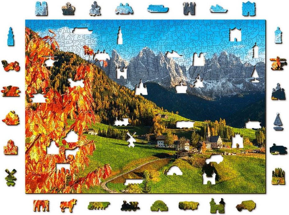 Wooden city Dřevěné puzzle Santa Maddalena, Dolomity, Itálie 2v1, 1010 dílků EKO - obrázek 1