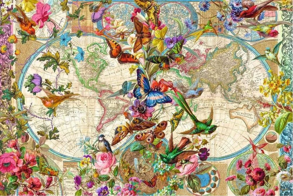 Ravensburger Puzzle Mapa světa s flórou a faunou 3000 dílků - obrázek 1