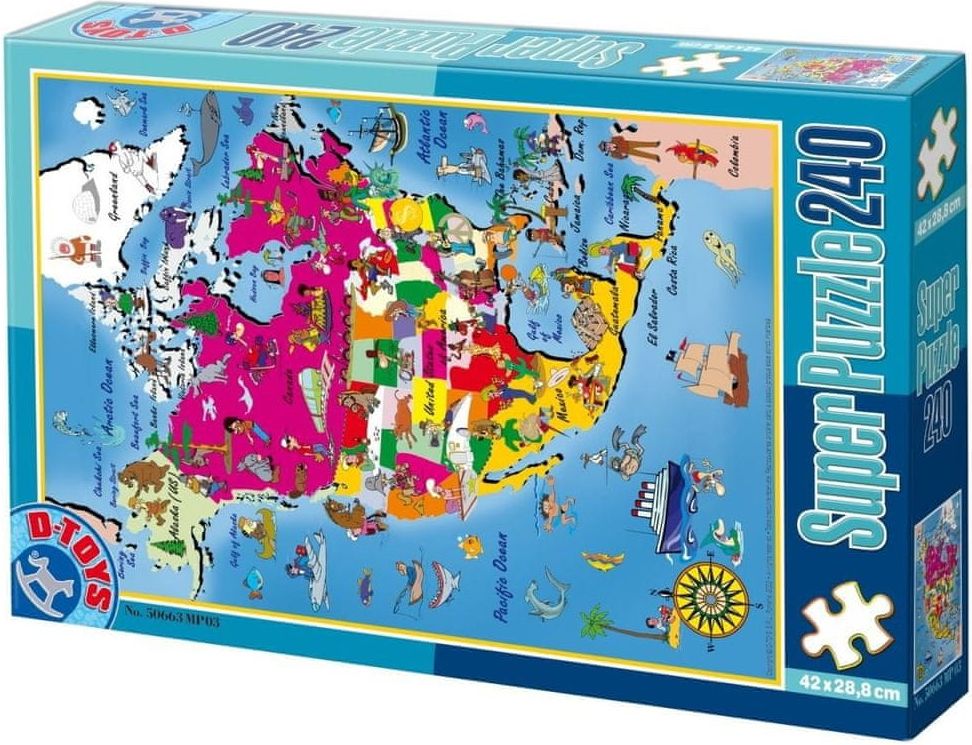 D-Toys Puzzle Mapa Severní Ameriky 240 dílků - obrázek 1