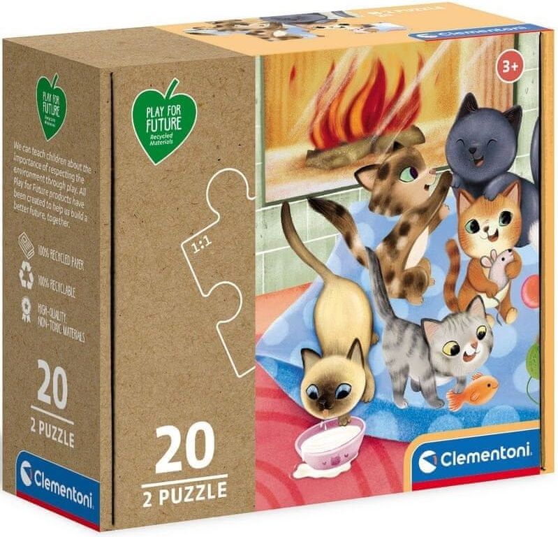 Clementoni Play For Future Puzzle Koťátka 2x20 dílků - obrázek 1