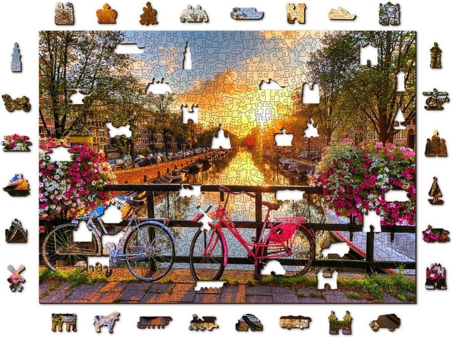 Wooden city Dřevěné puzzle Kola v Amsterdamu 2v1, 1010 dílků EKO - obrázek 1