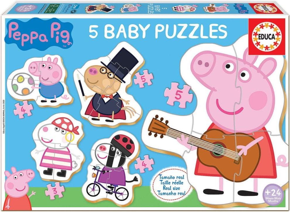 Educa Baby puzzle Prasátko Peppa 2, 5v1 (3-5 dílků) - obrázek 1